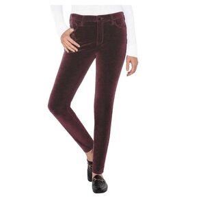 Well Worn Burgundy Velvet Skinny Pants